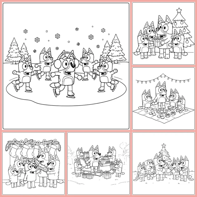 Bluey Christmas coloring page collection cover image