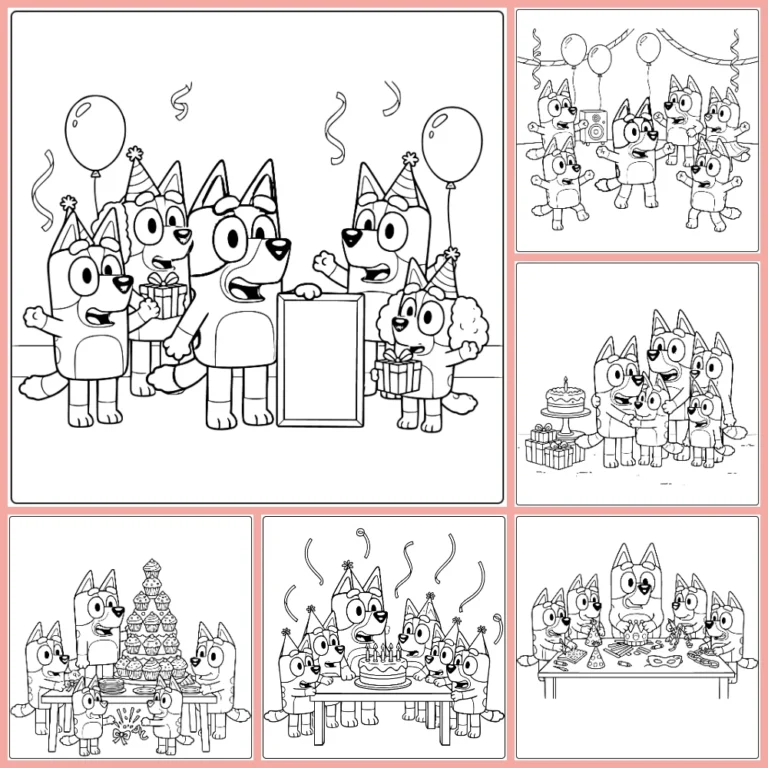 Bluey birthday coloring page collection cover image