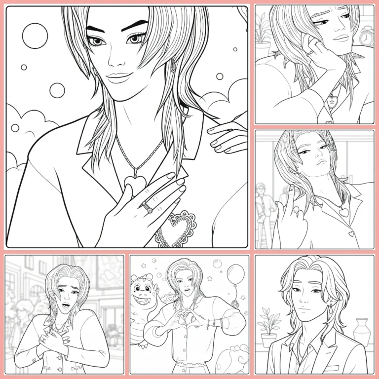 Kpop Demon Hunters Romance Saja coloring page collection cover image