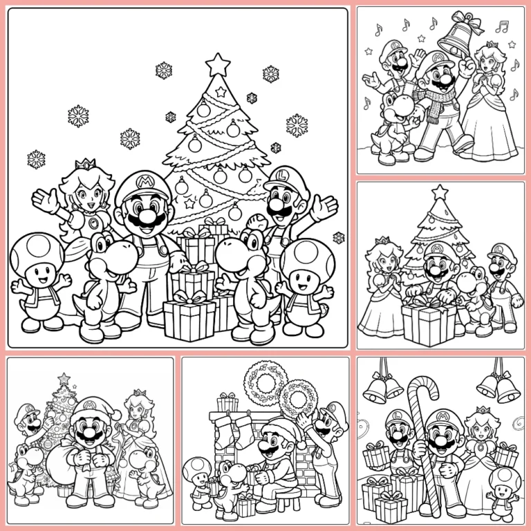 Mario Christmas coloring page collection cover image