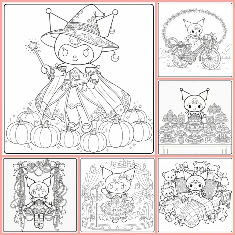 detailed Kuromi coloring page collection cover image