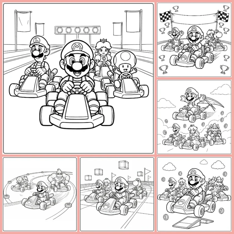 Mario Kart coloring page collection cover image