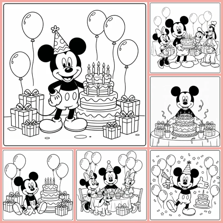 Mickey Mouse birthday coloring page collection cover image