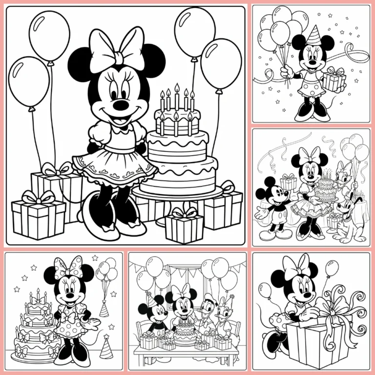 Minnie Mouse birthday coloring page collection cover image