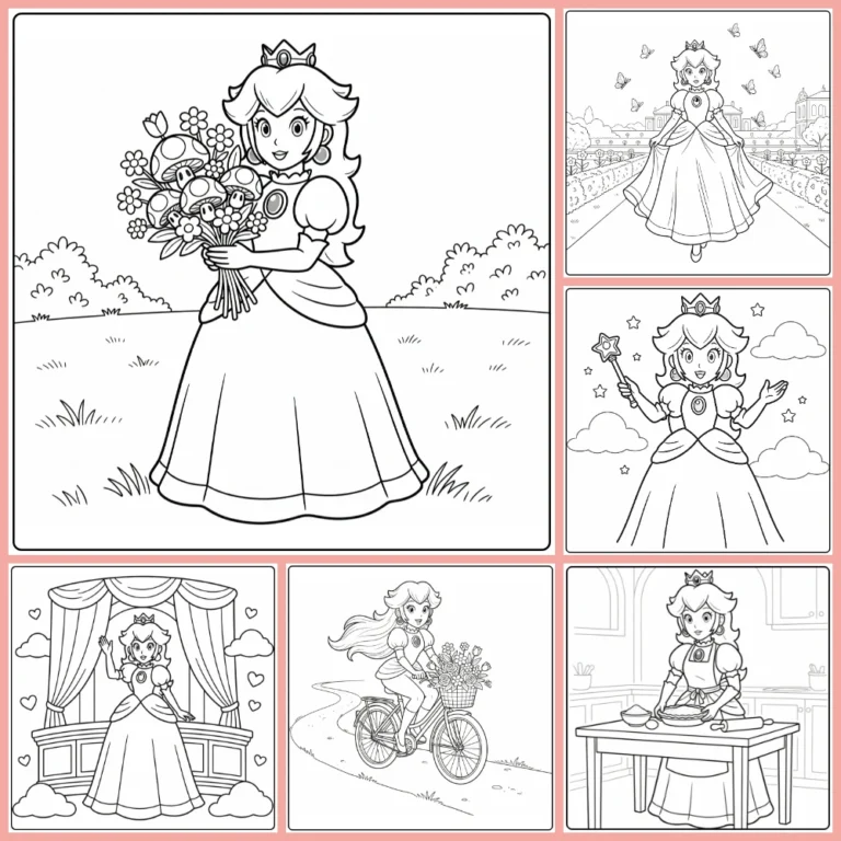 Princess Peach coloring page collection cover image