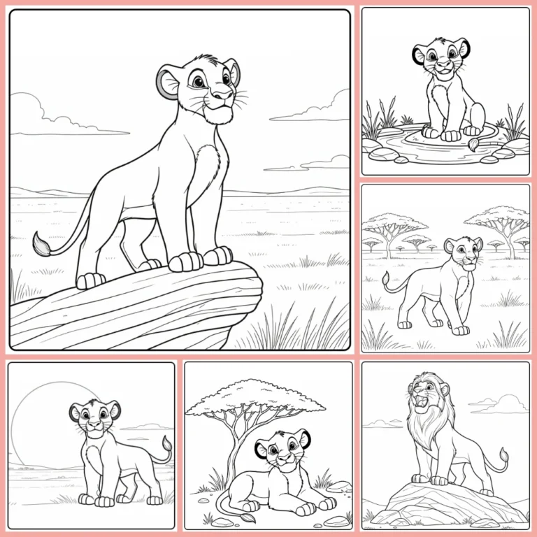 Simba coloring page collection cover image