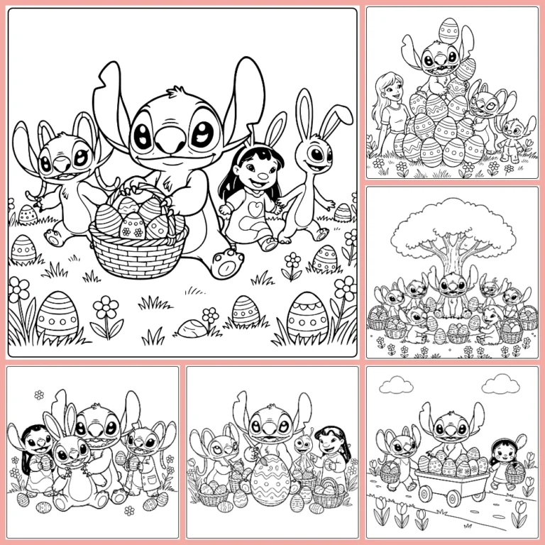 Stitch Easter coloring page collection cover image