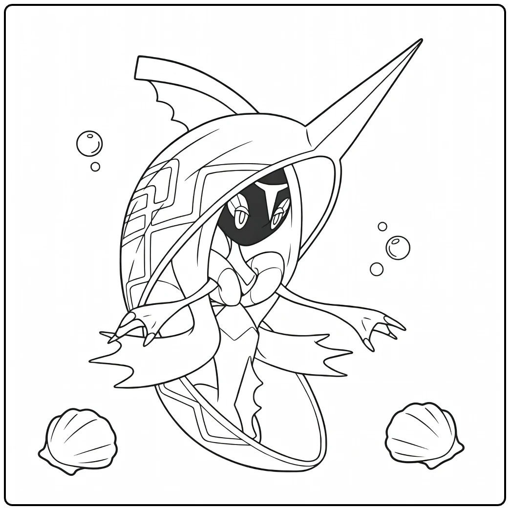Tapu Fini Water Pokemon for Children coloring page
