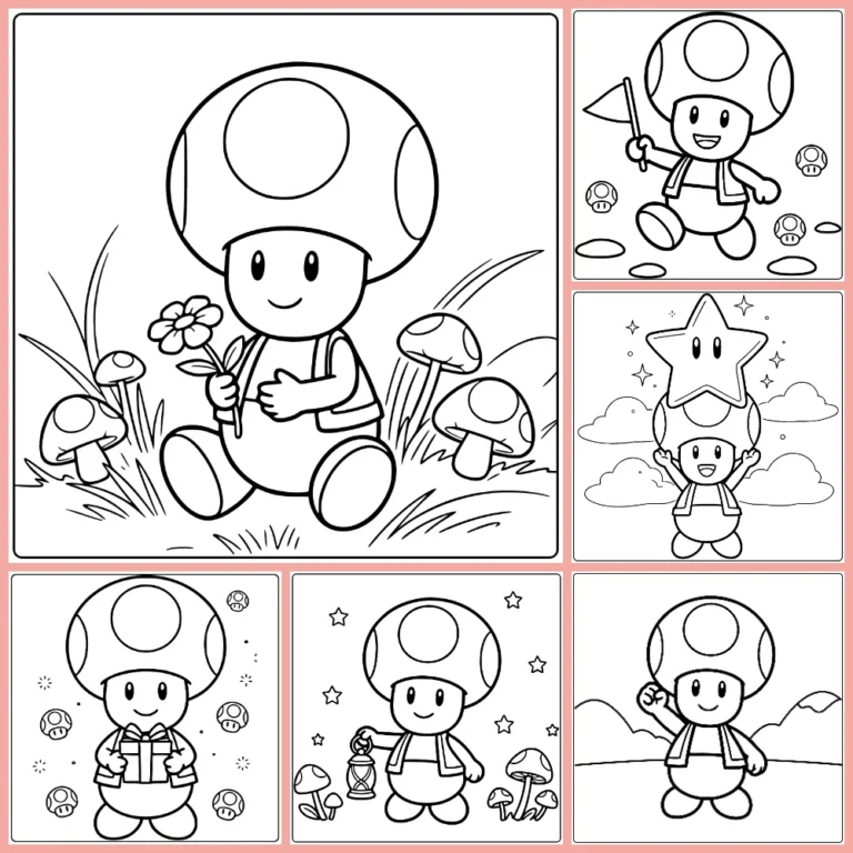 Toad Mario coloring page collection cover image