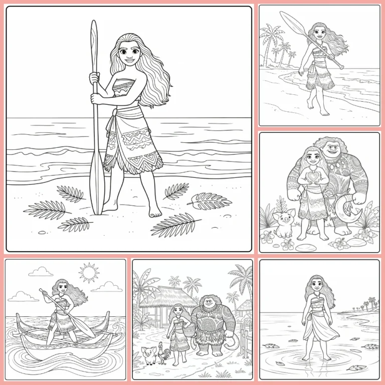 Moana coloring page collection cover image