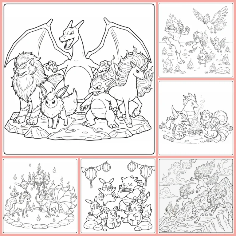 Fire Pokemon coloring page collection cover image
