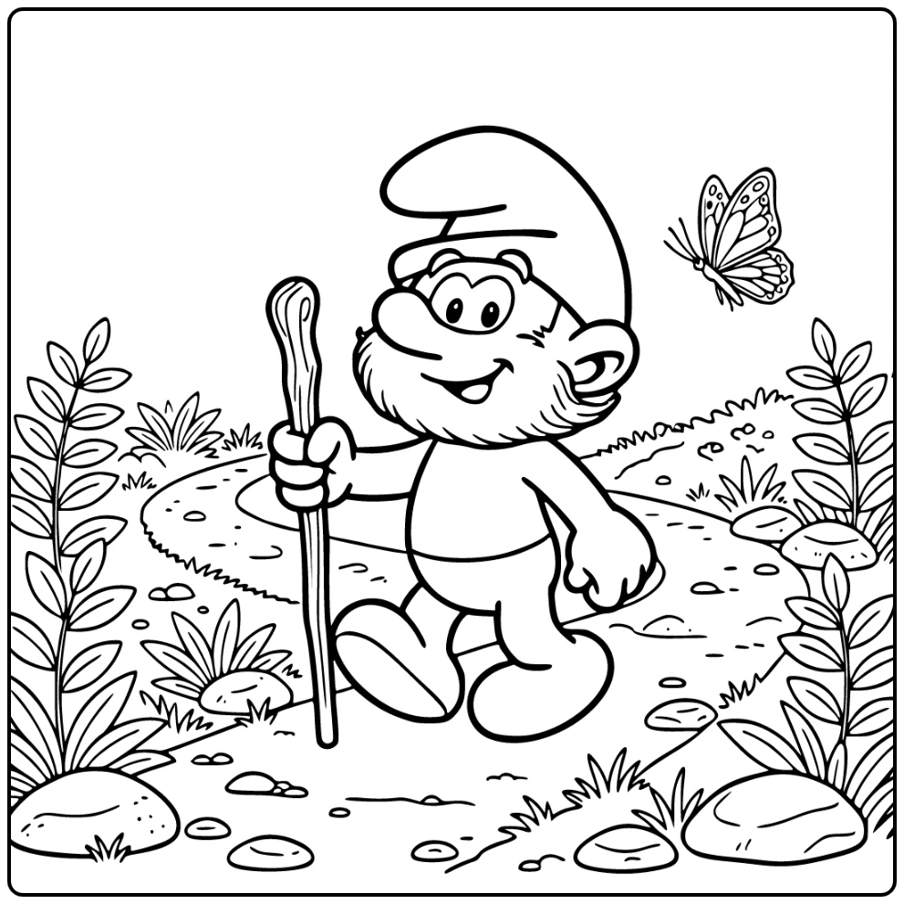 Papa Smurf Exploring Soft Forest Edge coloring page