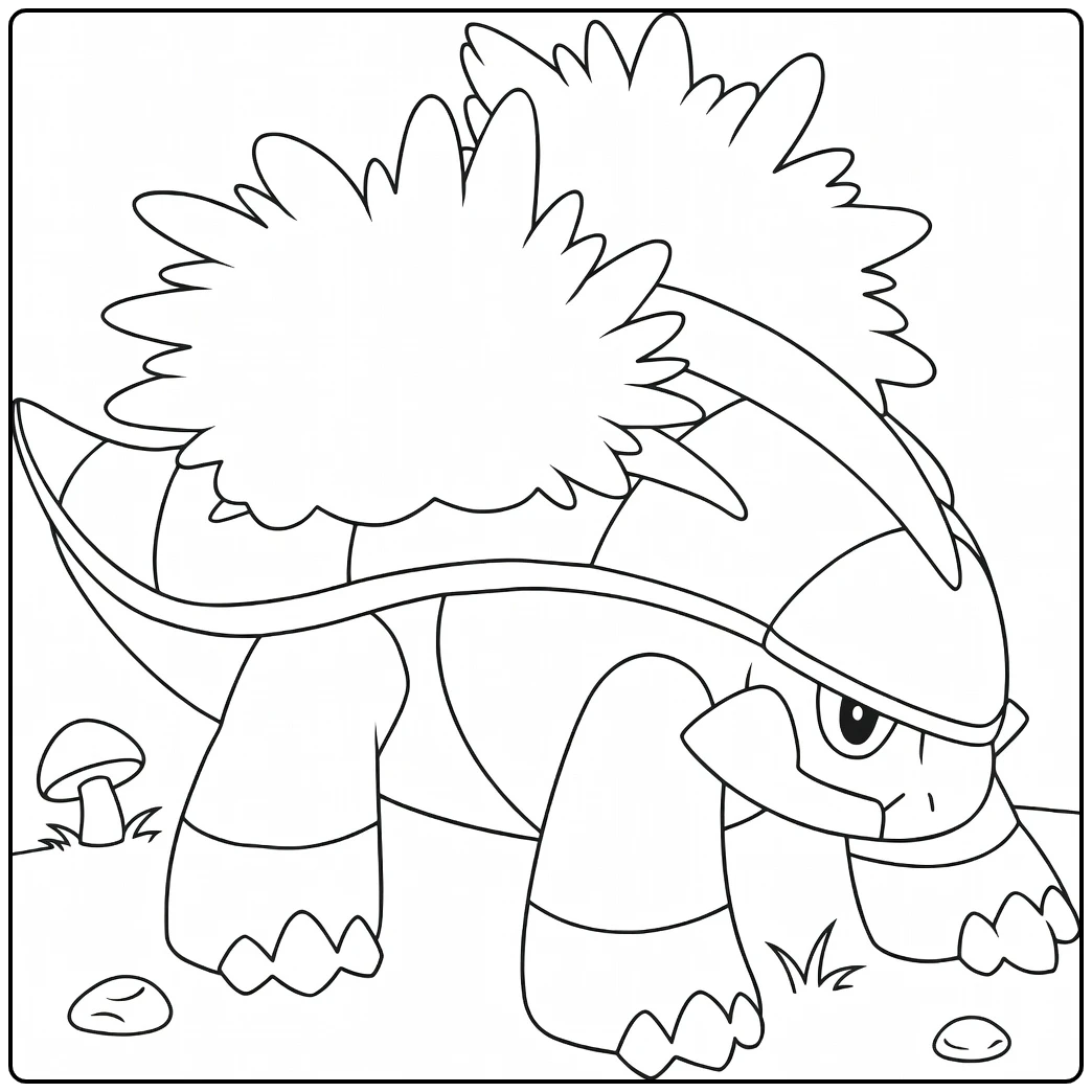 Grotle Tough Turtle with Grassy Back coloring page