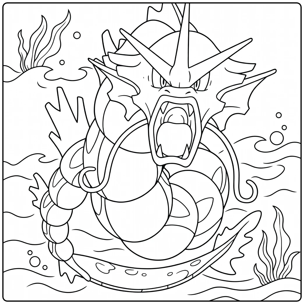 Gyarados Water Pokemon for Kids coloring page