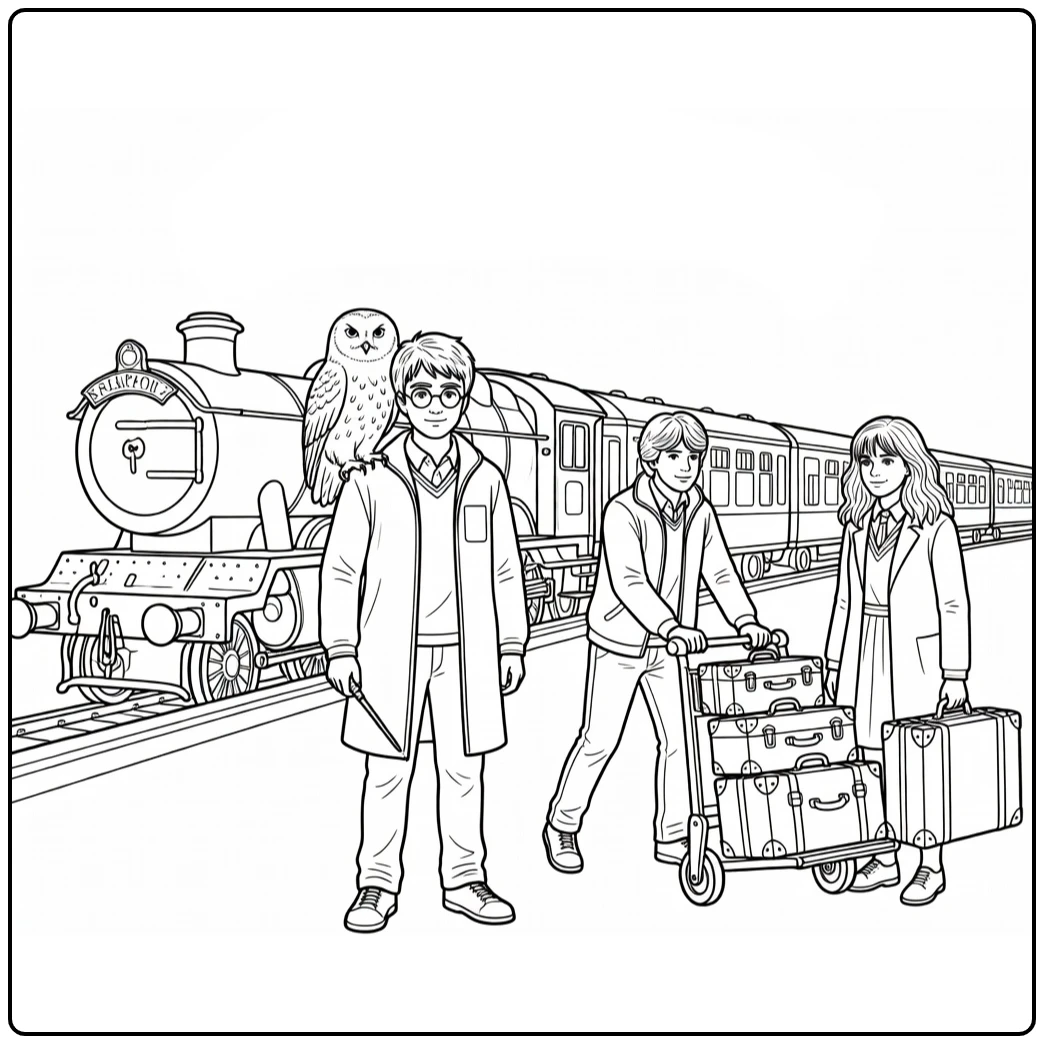 Harry Potter Hogwarts Express Platform 9 coloring page