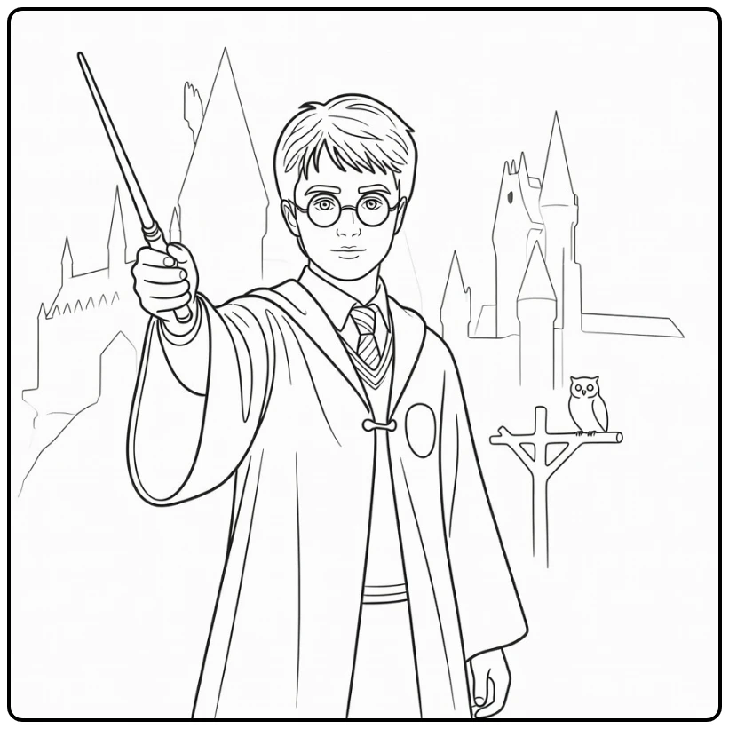 Harry Potter Brave Sorcerer in Robe coloring page