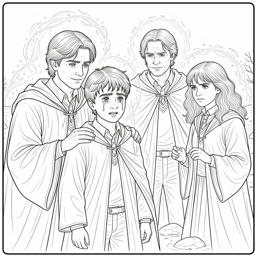 Detailed Harry Potter Emotional Reunion Sirius Lupin coloring page