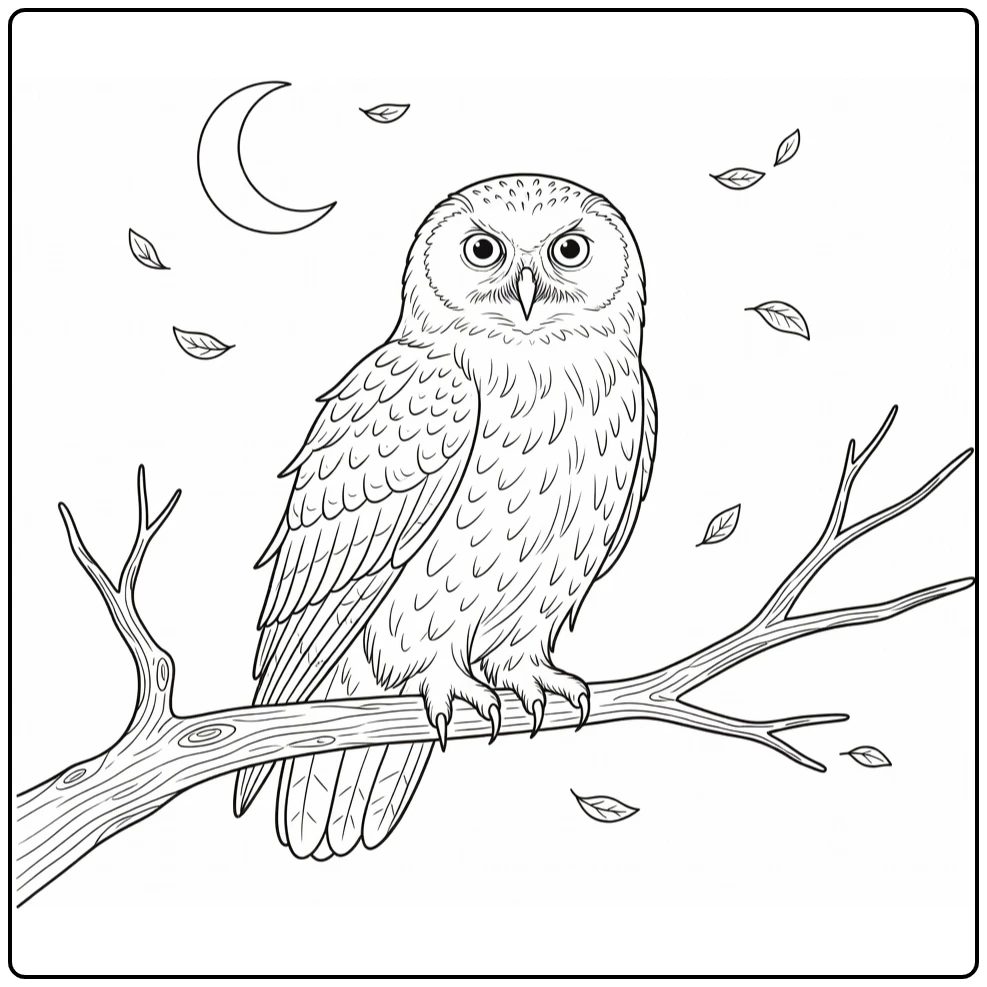 Harry Potter Hedwig with Wind in Feathers Outside coloring page