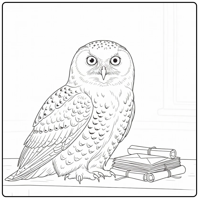 Hedwig Harry Potter Letters and Parchment coloring page
