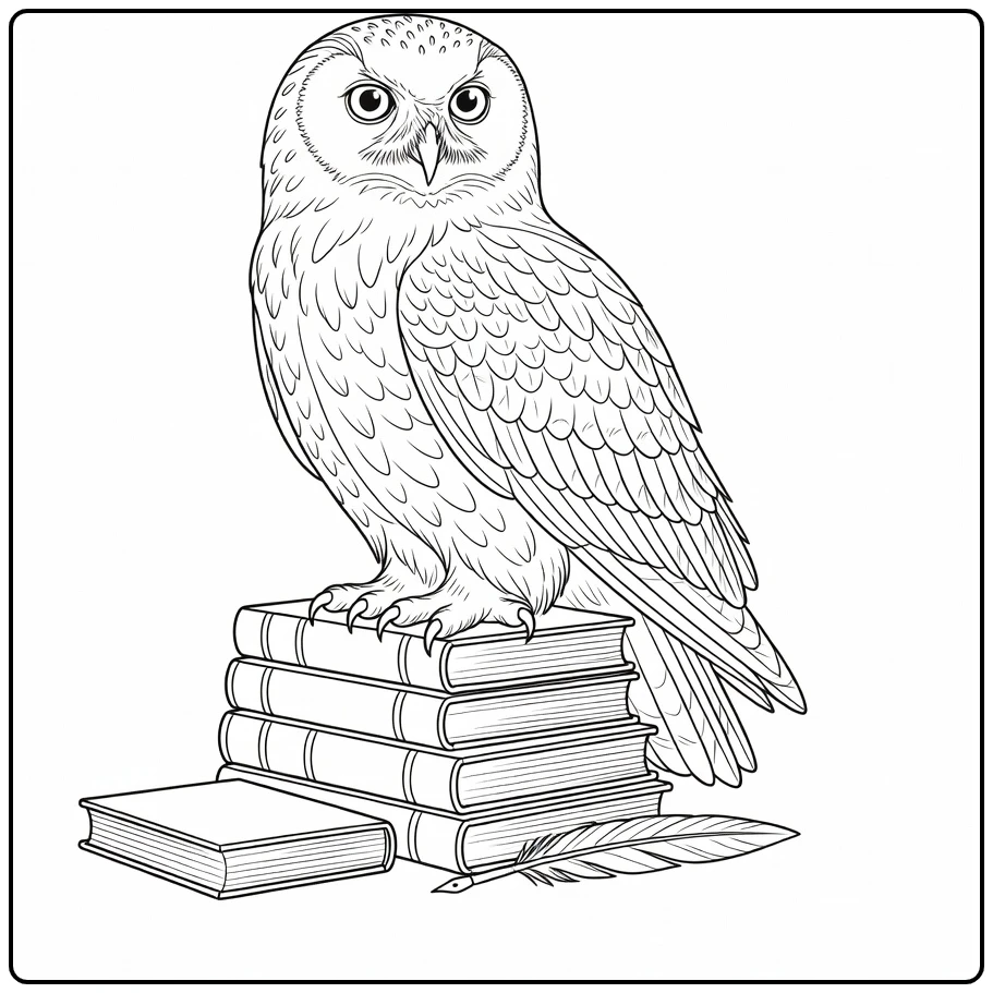 Hedwig Harry Potter Resting Owl coloring page