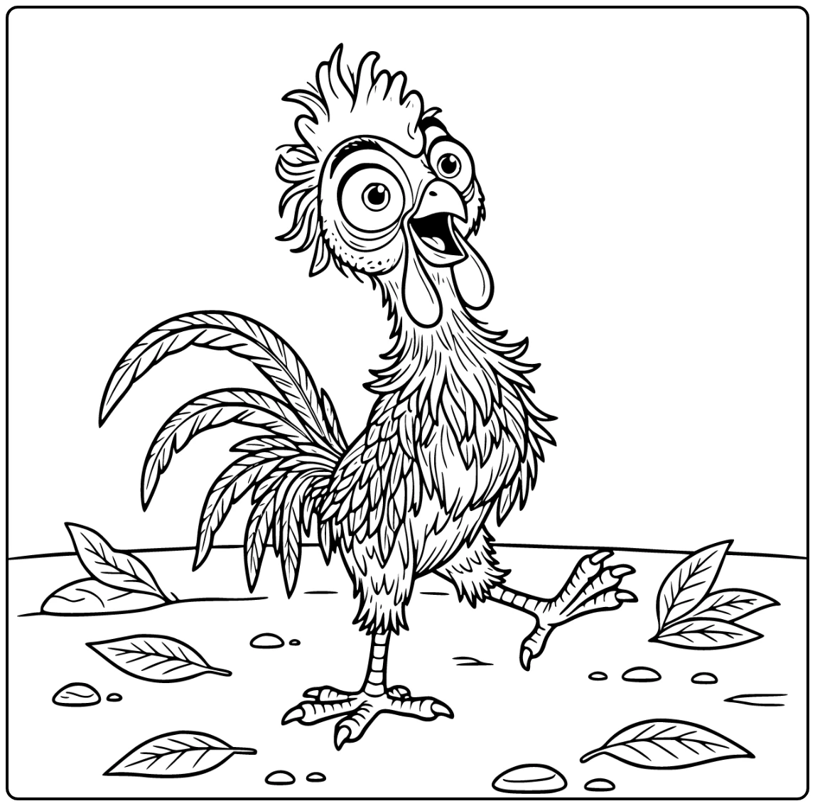 Heihei in Silly Pose and Big Eyes coloring page