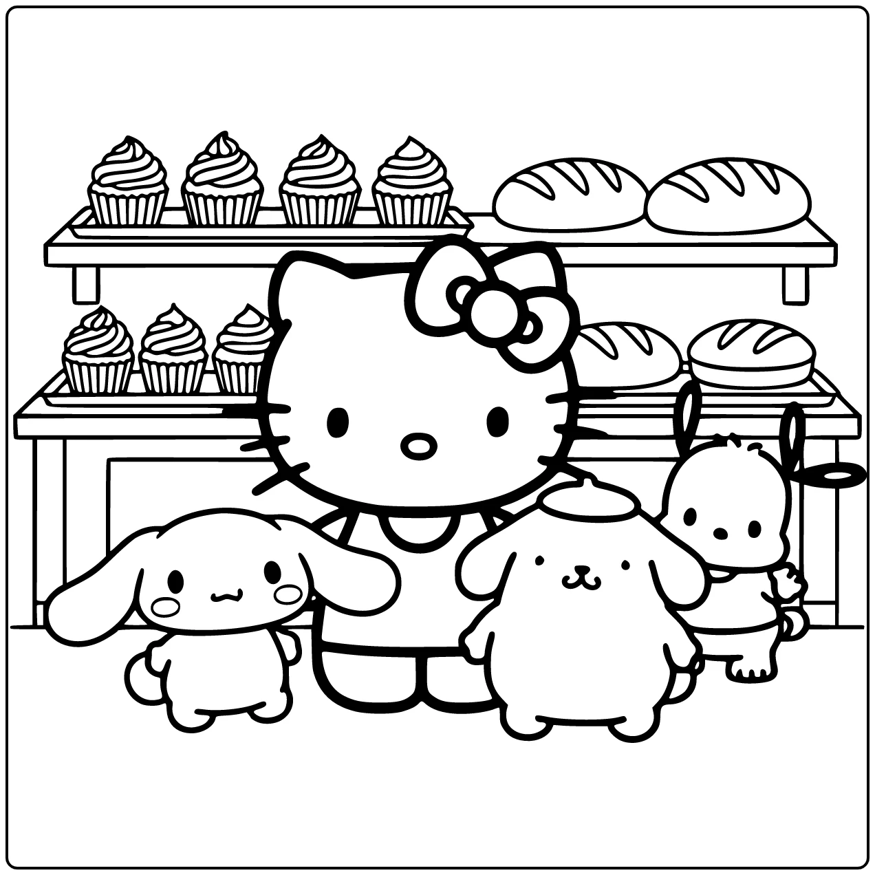 Hello Kitty and Cinnamoroll Sanrio coloring page