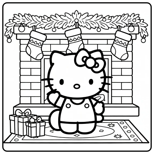 Christmas Hello Kitty Hanging Stockings coloring page