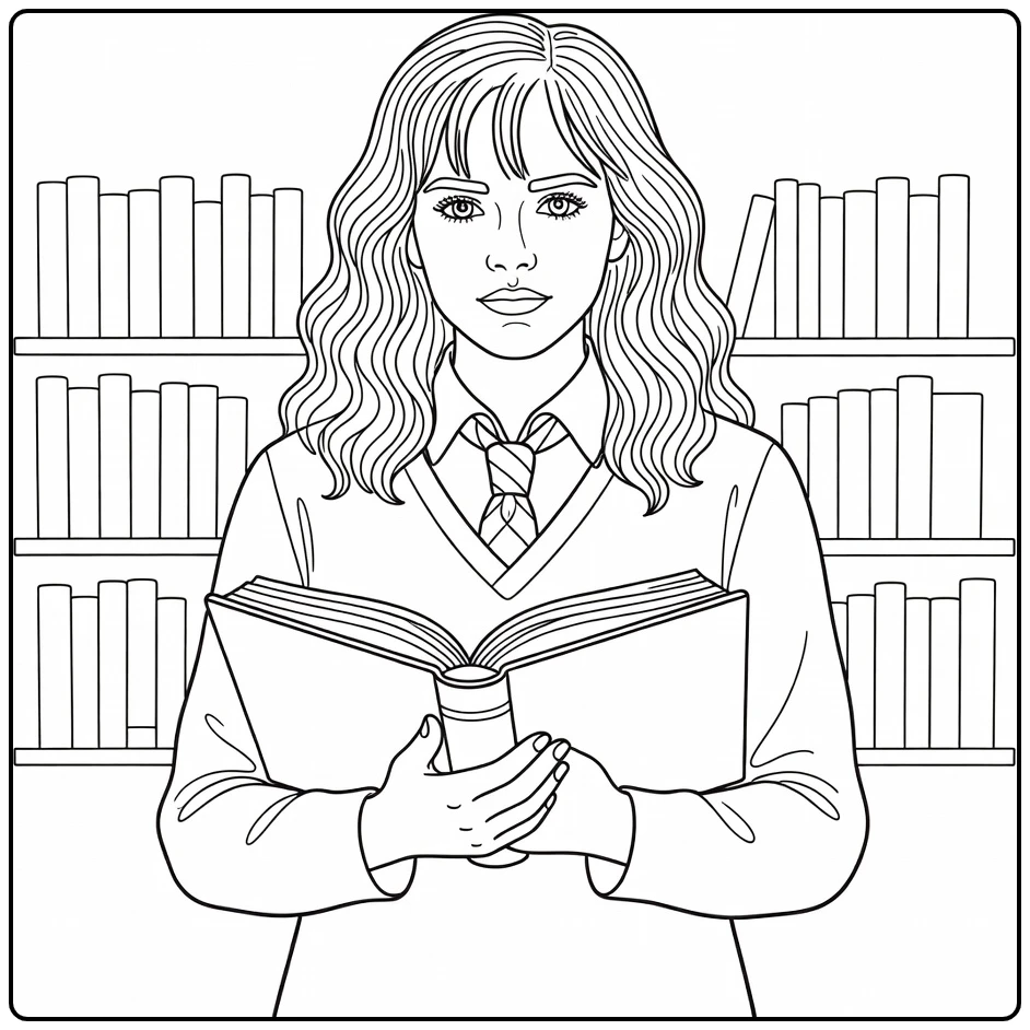 Hermione Granger Open Spellbook coloring page
