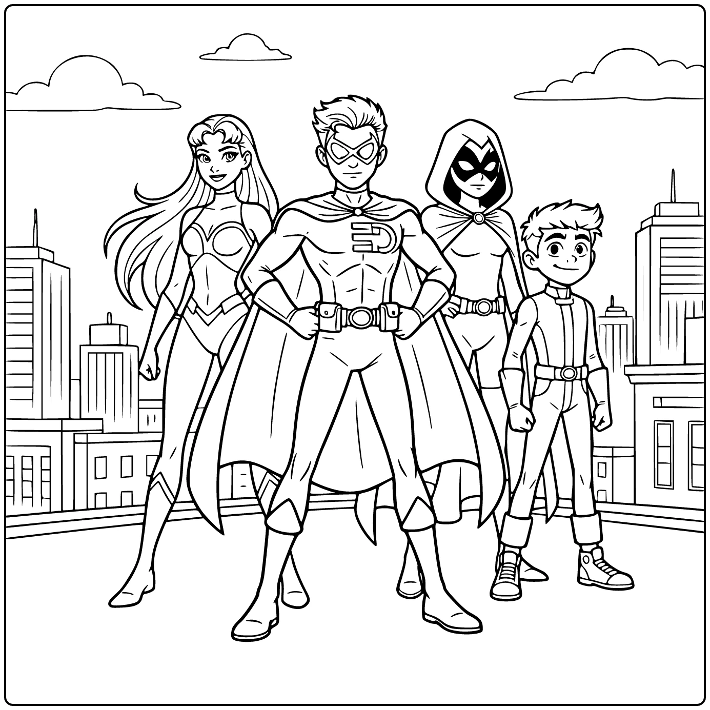 Heroic Robin Teen Titans in the Center coloring page