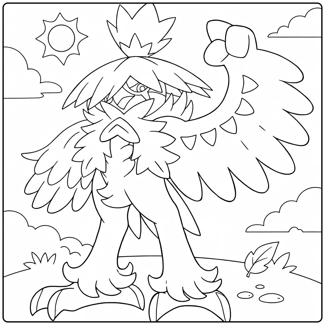 Hisuian Decidueye Tough Pokemon Warrior coloring page