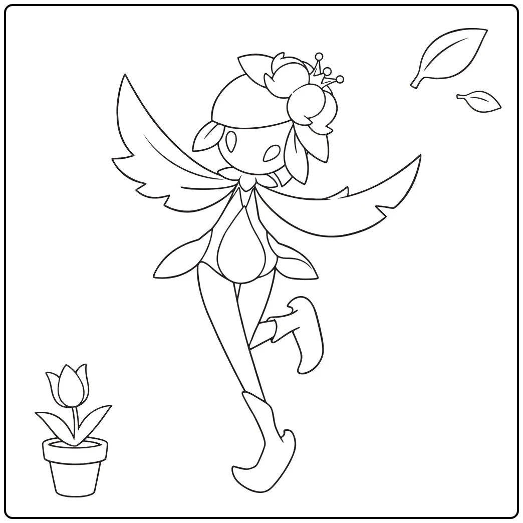 Hisuian Lilligant in Elegant Dance Pose coloring page