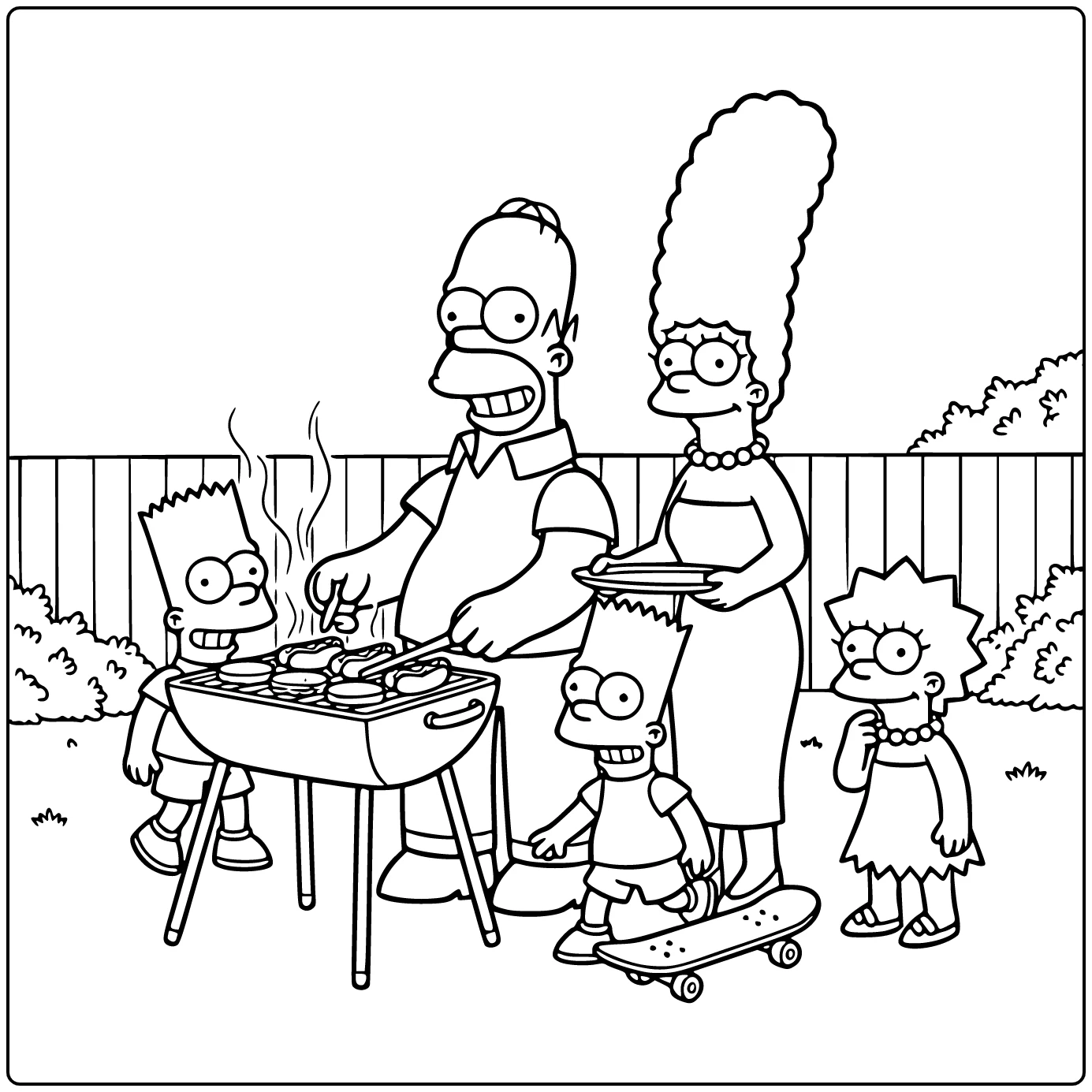 Homer Barbecue with Marge Simpsons coloring page