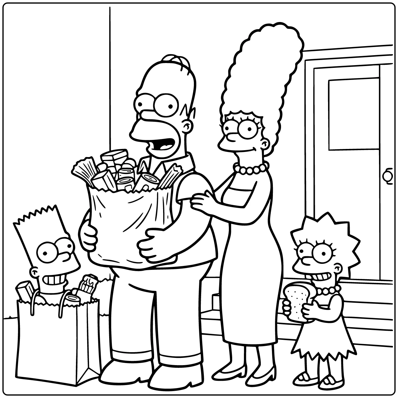 Homer and Marge Grocery Shopping Doing Simpsons coloring page