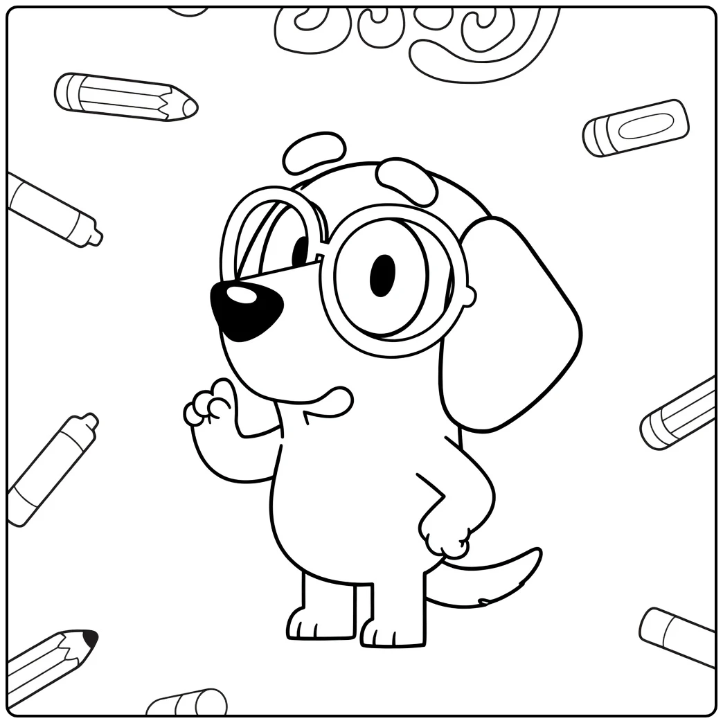 Bluey Cute Honey with Glasses coloring page