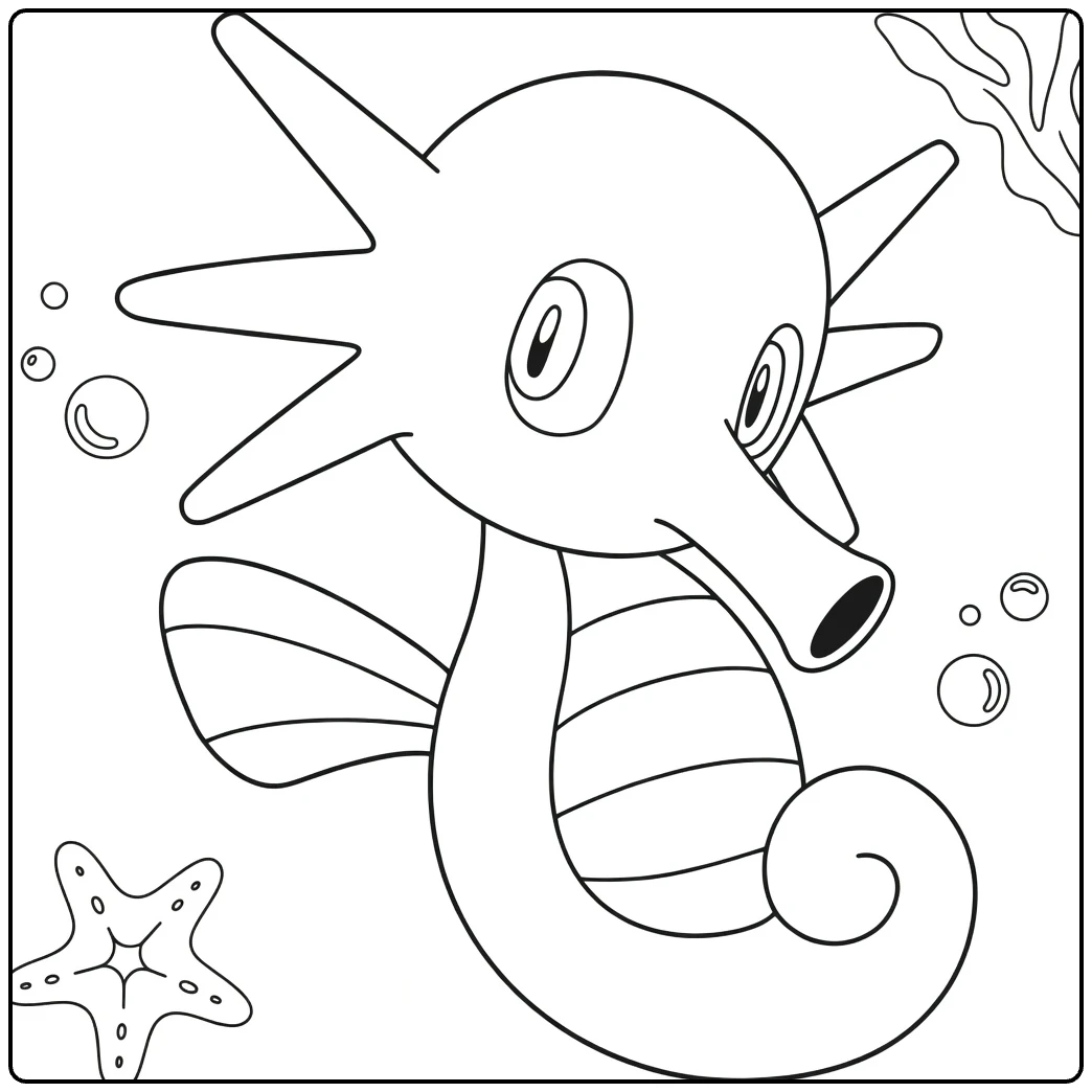 Horsea Water Pokemon Seahorse coloring page