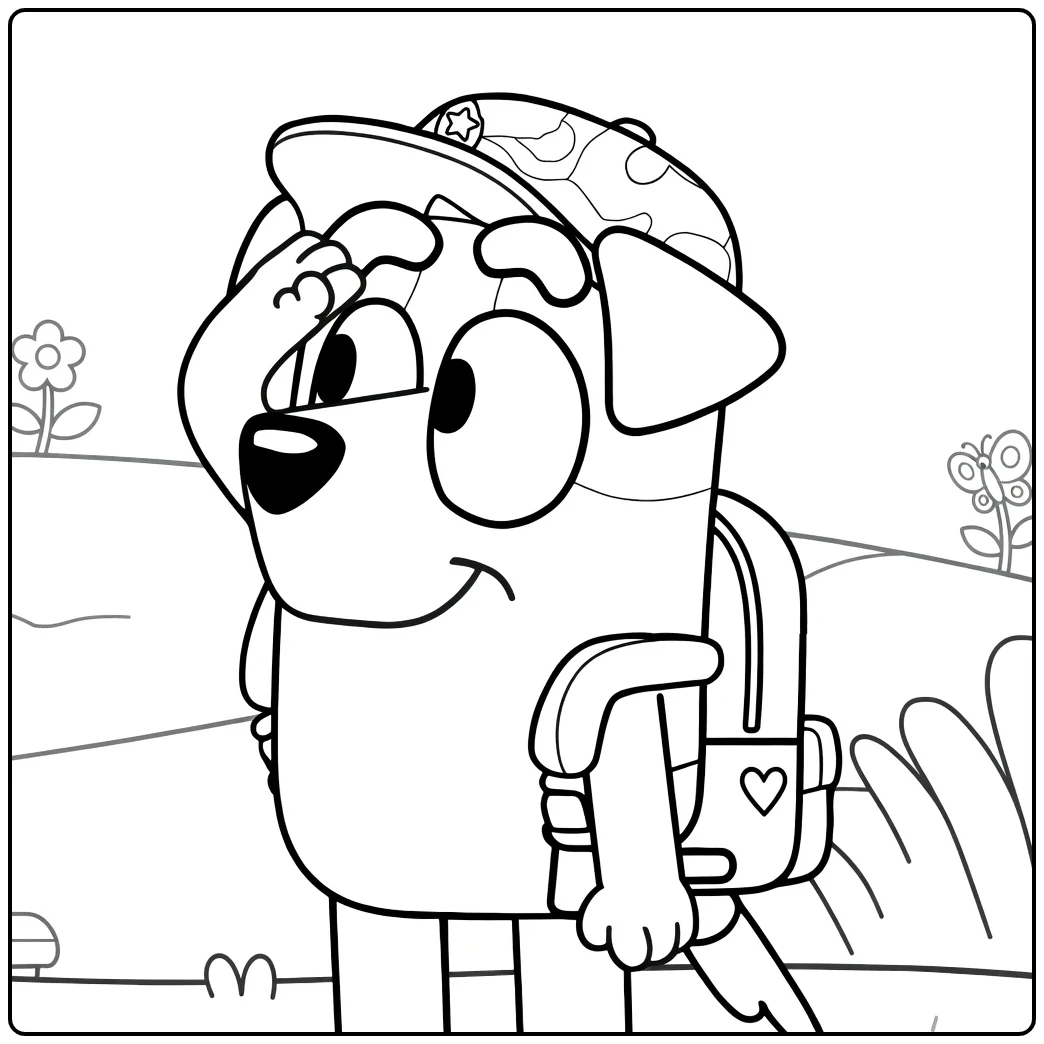 Bluey Adventurous Indy in Field coloring page