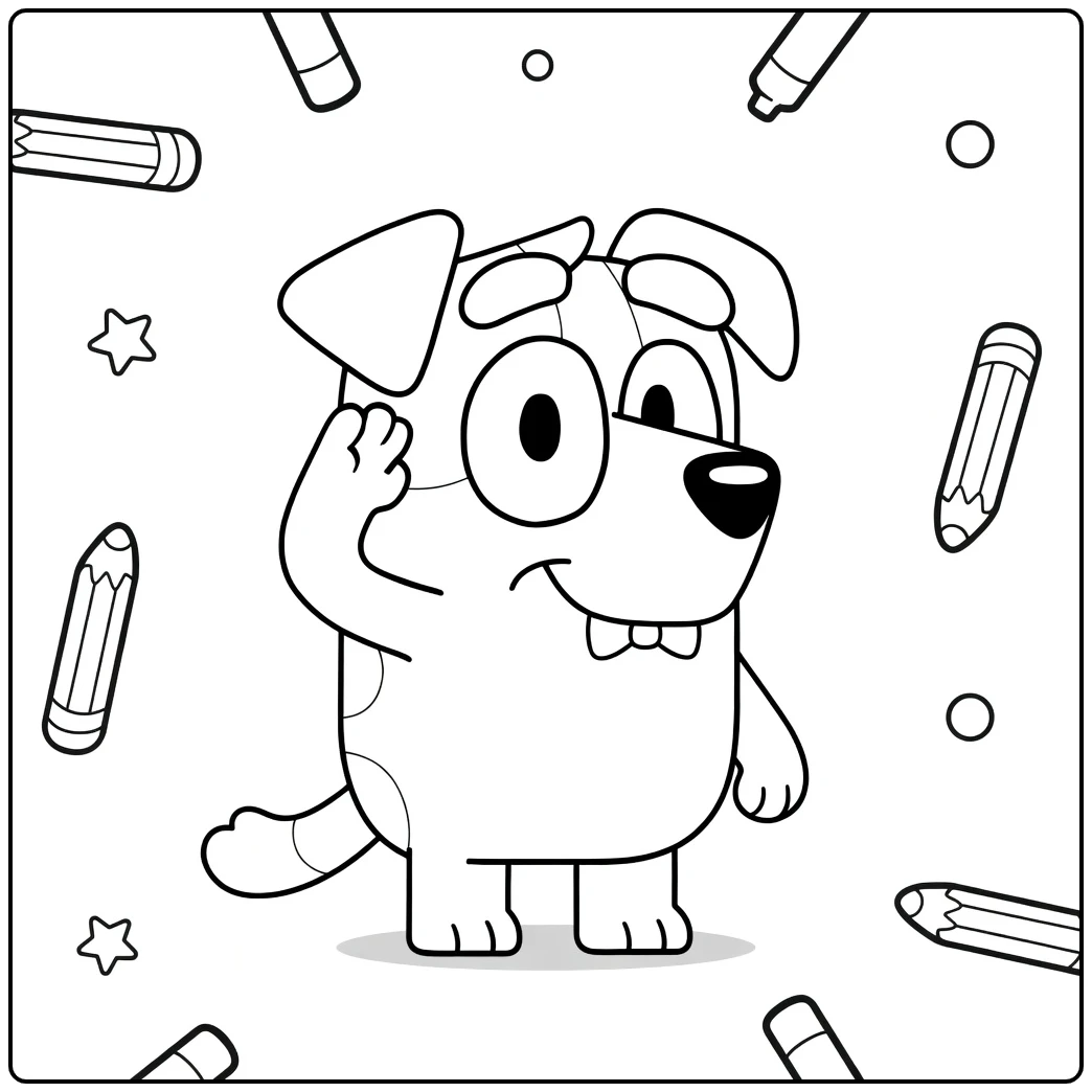 Indy Bluey Cheerful Salute Dog coloring page