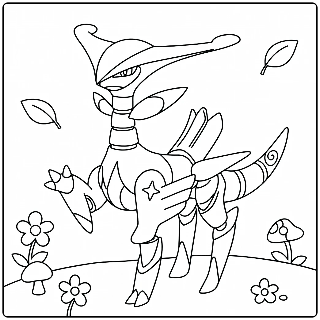 Iron Leaves in Autumn Setting coloring page