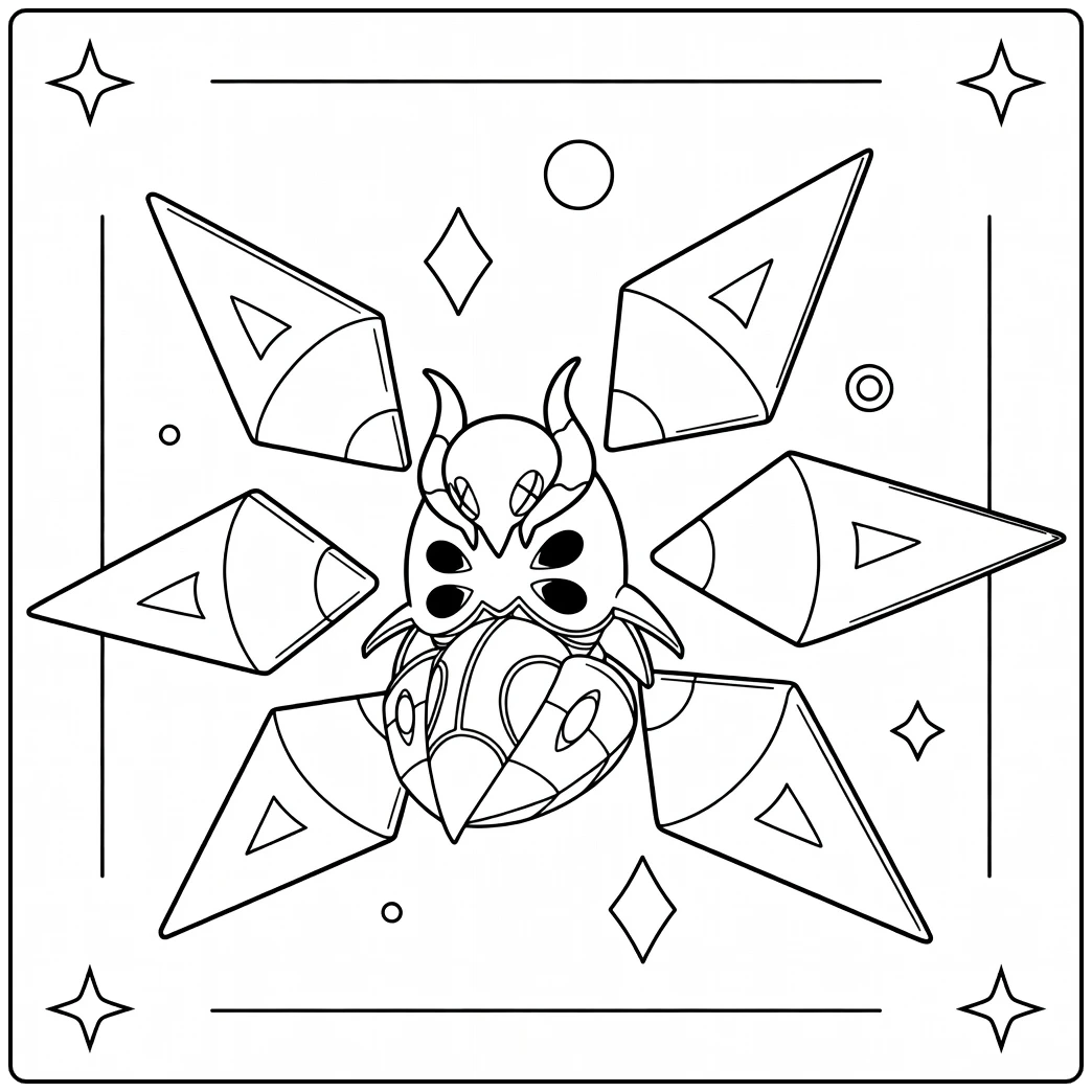 Iron Moth Pokemon Fire for Kids coloring page