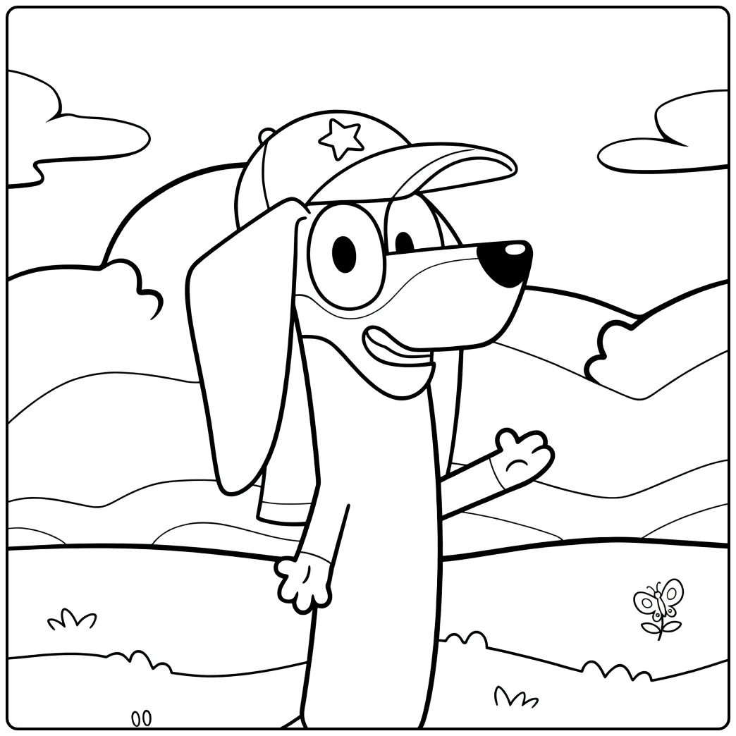 Bluey Cheerful Jack with Cap coloring page