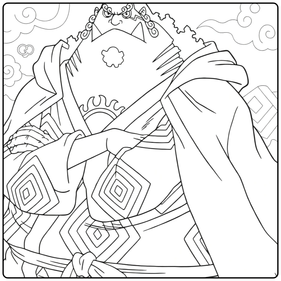 Jinbe Mighty Whale Shark in Kimono Pose coloring page