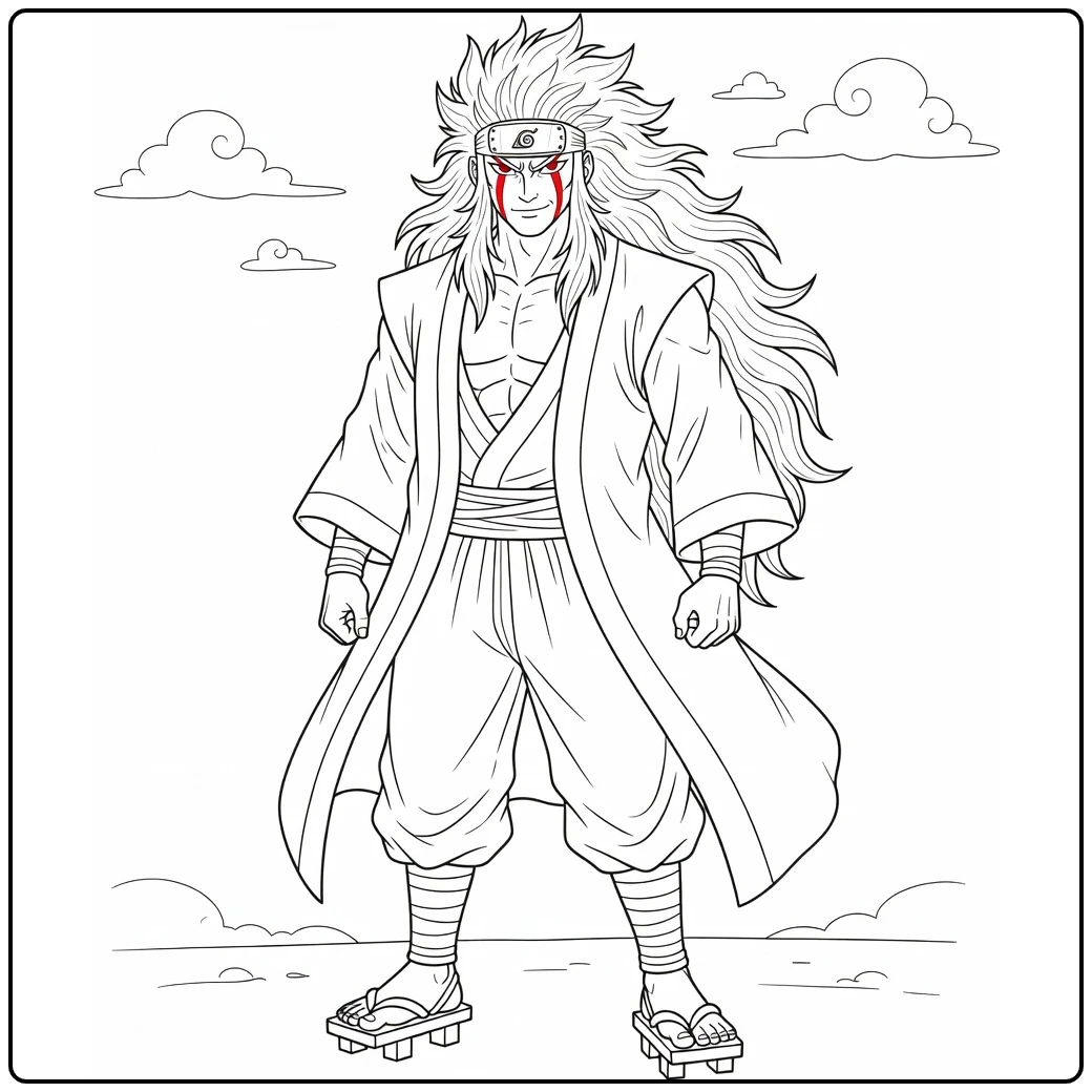 Jiraiya Wise with Forehead Protector and Robe coloring page