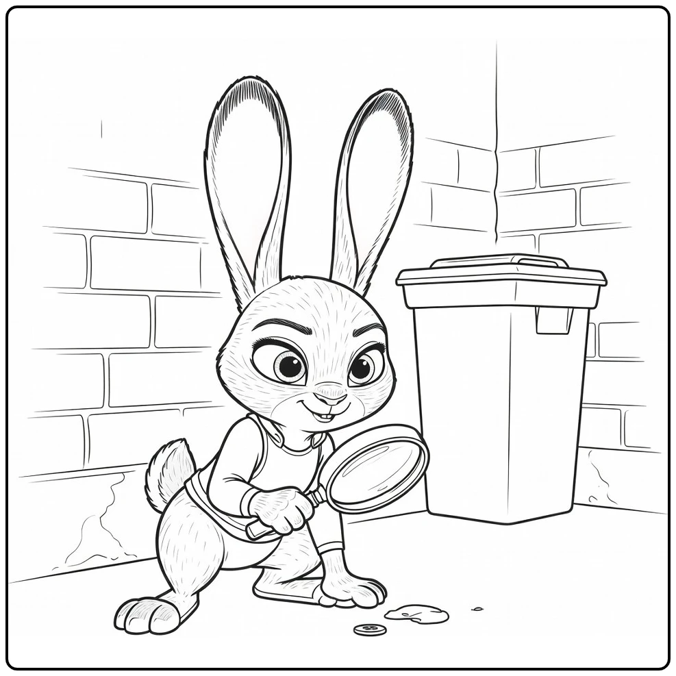 Hopps Judy Watching Clue on Ground coloring page