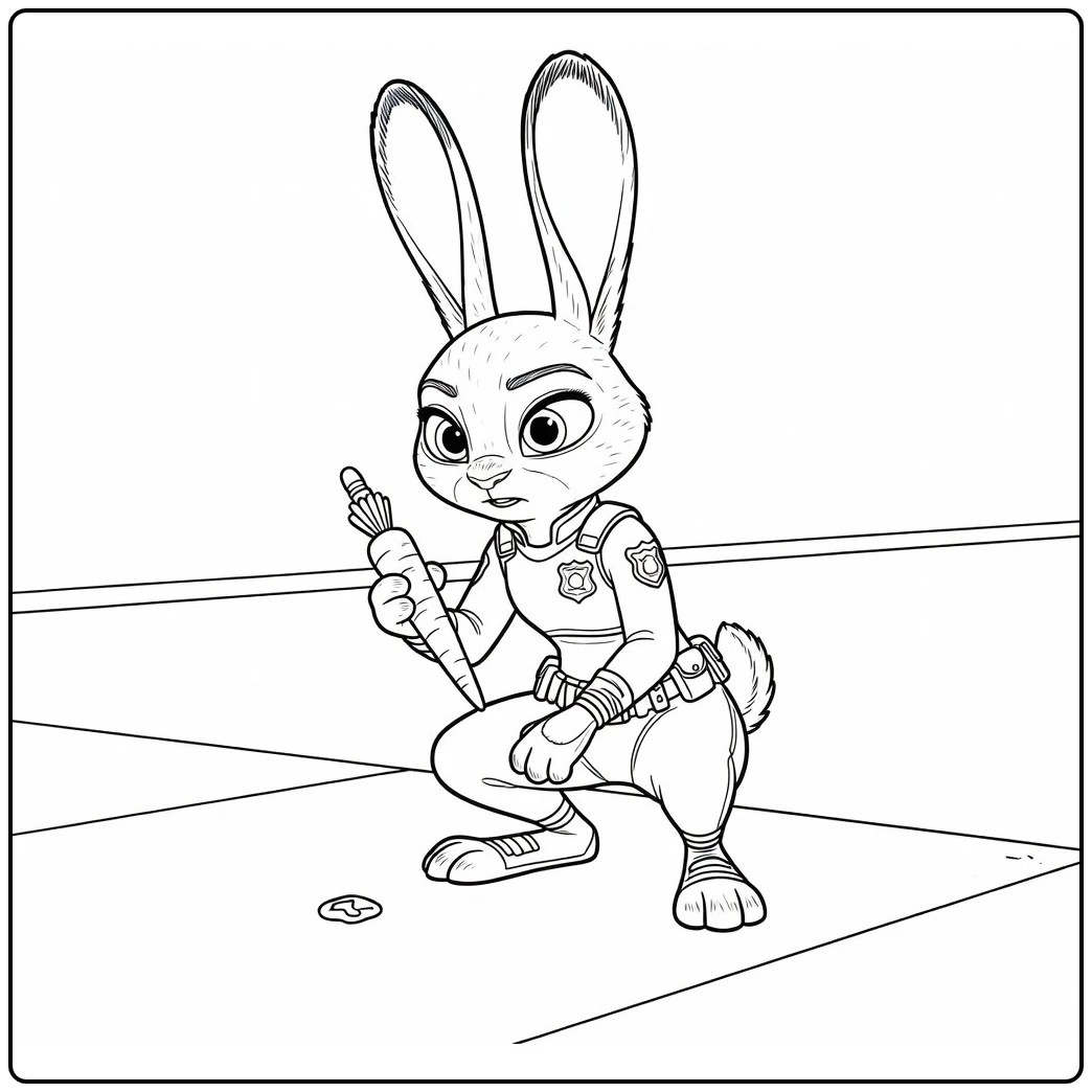 Hopps Judy Investigating with Carrot Recorder coloring page