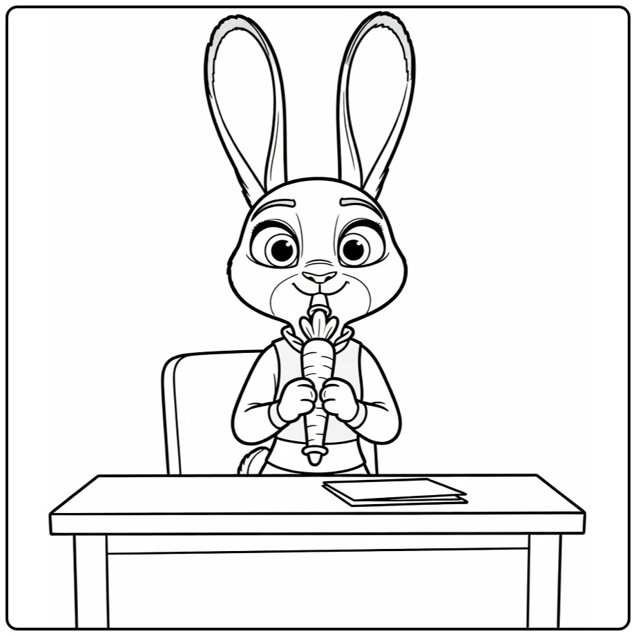 Hopps Judy and Carrot Recorder coloring page
