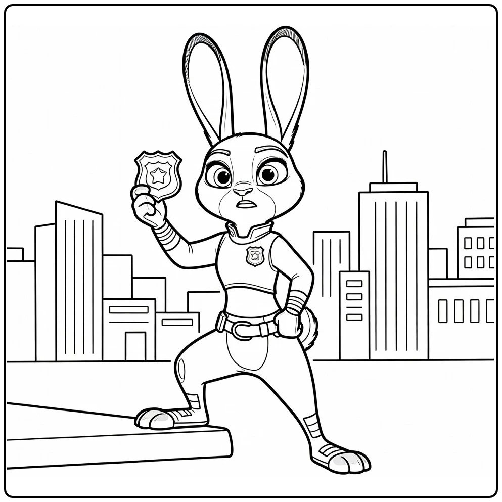 Judy Hopps Proudly After Case Solved coloring page