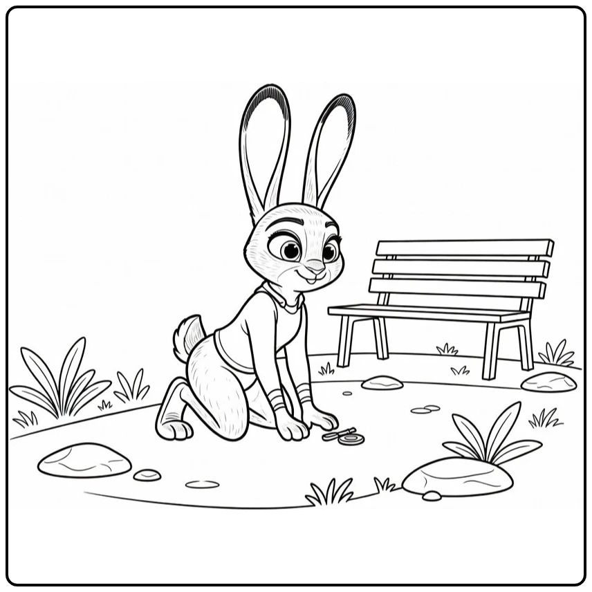 Hopps Judy with Small Lost Object coloring page