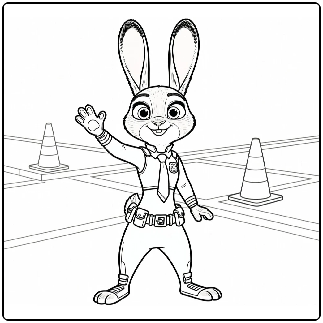 Judy Hopps Traffic Officer Paw Raised coloring page