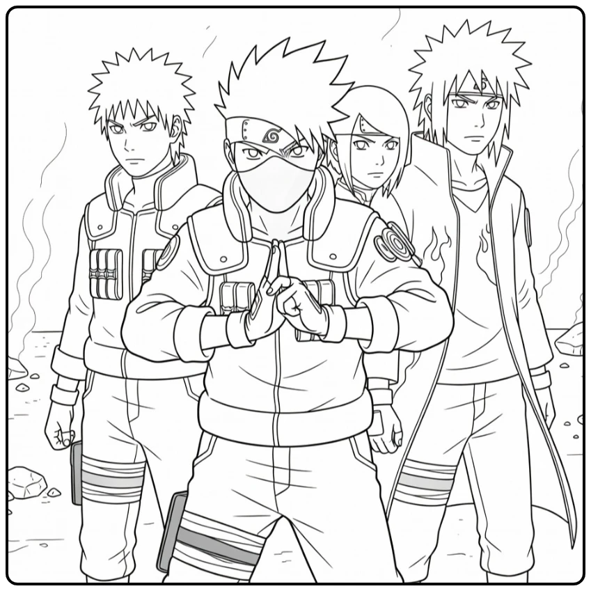 Kakashi Hatake Hand Sign Focus coloring page