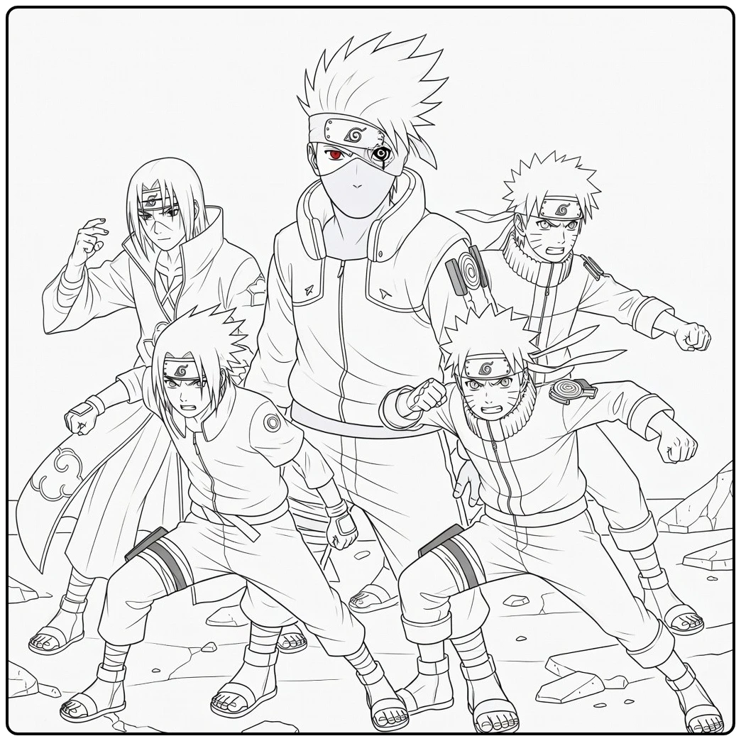 Kakashi Standing with Sharingan Eye coloring page